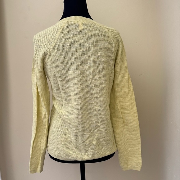 Eileen Fisher Organic Linen & Cotton Blend V-Neck Sweater, Light Yellow,Size XXS - Picture 4 of 11